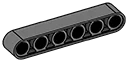 Connector liftarm thick 1 x 6 with 6 pin holes in Gray, Dark (Flake)