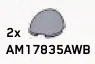 Brick Round 1 x 2 half dome in Gray, Medium (Metallic)