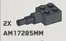 Connector Brick 2 x 2 with long axle on side in Gray, Dark (Metallic)