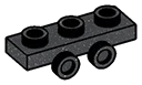 Plate 1 x 3 with two studs on side, descending in Metal, Iron (Metallic)