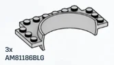 Plate 4 x 8 with center half for 6 x 6 Cylinder in Gray, Dull