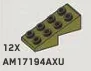 Slope 25 2 x 1.67 x 4 with studs on slope in Green, Olive Drab (Infinite Green) (Metallic)