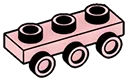 Bracket Plate 1 x 3 with three studs on side, descending in Pink, Pale