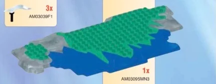 Terrain: Large Baseplate w/ Printed Water & Grass Detail in Multicolored