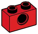 Connector Brick 1 x 2 with axle hole in Red, Flame