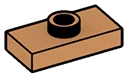 Plate Modified 1 x 2 with one stud, center in Brown, Light Nougat