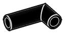 Connector: pipe, small 3 studs long elbow in Black