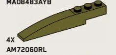 Slope Brick 1 x 1 x 8 with transverse half-curve in Green, Rich
