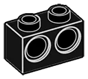 Connector Brick 1 x 2 with two holes in Grey, Charcoal