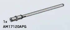 Connector: axle 2 studs long with bar, long in Gray, Steel