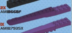 Slope Inverted 2 x 18 tapered on 2 x 4 brick two-thirds-height inverse in Purple, Byzantium (Metallic)