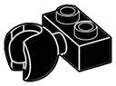 Brick 1 x 2 two-thirds-height with medium ball socket in Black