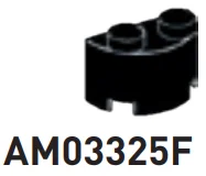 Brick 1 x 2 half-round in Black