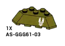 Wedge Brick 45 3 x 3 Corner w/ Printed UNSC Eagle Logo in Green, Olive Drab (Infinite Green) (Metallic)
