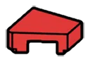 Tile 1 x 1 without corner, left in Red, Cardinal