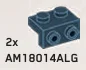 Bracket 1 x 2 - 1 x 2 with studs in Gray, Dark Smoke
