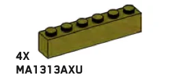 Brick 1 x 6 in Green, Olive Drab (Infinite Green) (Metallic)