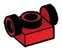 Bracket Plate 1 x 1 with opposing side studs, ascending in Red, Flame