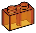 Brick 1 x 2 in Orange (Translucent)