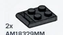 Plate 2 x 2 with handle in Gray, Dark (Metallic)
