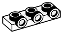 Plate 1 x 3 with three studs on side, ascending in White