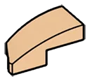 Wedge 25 1 x 2 Curved Slope, Right in Brown, Light Tan