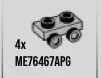 Bracket Plate 1 x 2 with two studs on side, descending in Gray, Steel
