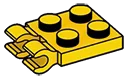 Plate Modified 2 x 2 with horizontal clips in Yellow, Lemon