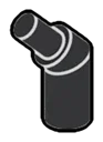 Connector: pipe, bent with pin in Gray, Dark Charcoal