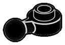 Plate 1 x 1 round male:make connector with ball joint, small in Black
