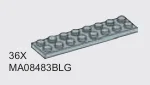 Plate 2 x 8 in Gray, Dull