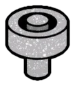 Connector: pin with cylindrical socket at top in Gray, Steel