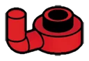 Plate 1 x 1 round with 90 degree elbow bar, ascending in Red, Flame