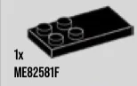Plate Modified 2 x 4 with studs on half in Black