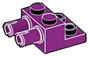 Tech: plate 2 x 2 with axle pins adjacent in Purple, Imperial