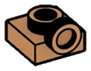 Bracket 1 x 1 with one stud on side, ascending in Brown, Light Nougat