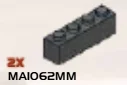 Brick 1 x 4 in Metal, Iron (Metallic)