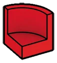 Panel 1 x 1 x 1 corner round in Red, Flame