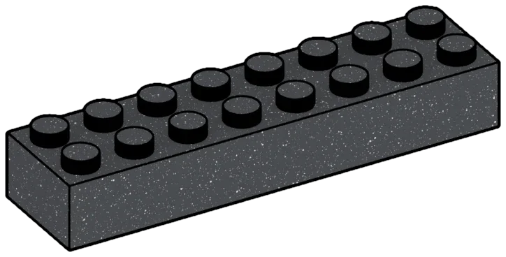 Brick 2 x 8 in Metal, Iron (Metallic)