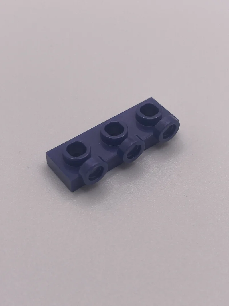 Plate 1 x 3 with three studs on side, ascending in Purple, Rich