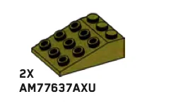 Slope brick 25 3 x 4 with 9 studs on slope in Green, Olive Drab (Infinite Green) (Metallic)