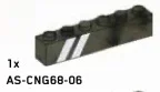 Brick 1 x 6 w/ Printed Two White Diagonal Stripes - Left in Green, Jungle (Camo)