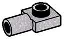 Plate Modified 1 x 1 with horizontal connector pipe, hollow in Gray, Steel