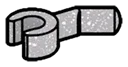 Connector: pin, short with clip, angled in Gray, Steel