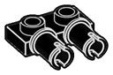 Connector: 1 x 2 plate with two pins in Black