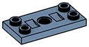 Plate 2 x 4 with studs at end and hole at center in Blue, Faded Denim