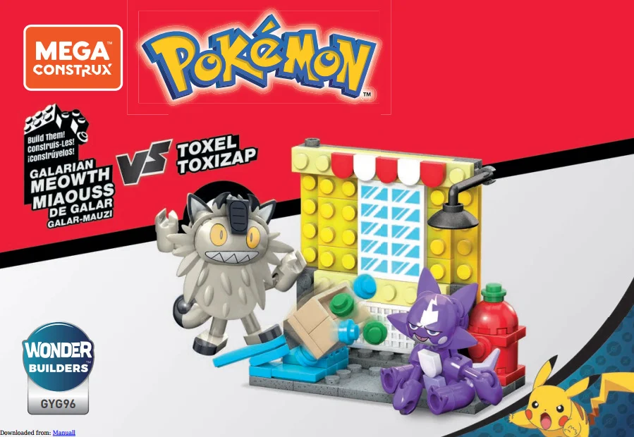 Instruction booklet for GYG96 Galarian Meowth vs Toxel
