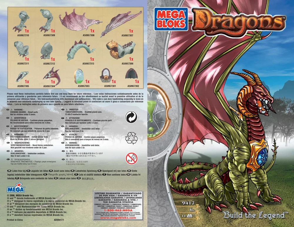 Updated details on Instruction booklet for 9417 Sunblott Equinox Dragon