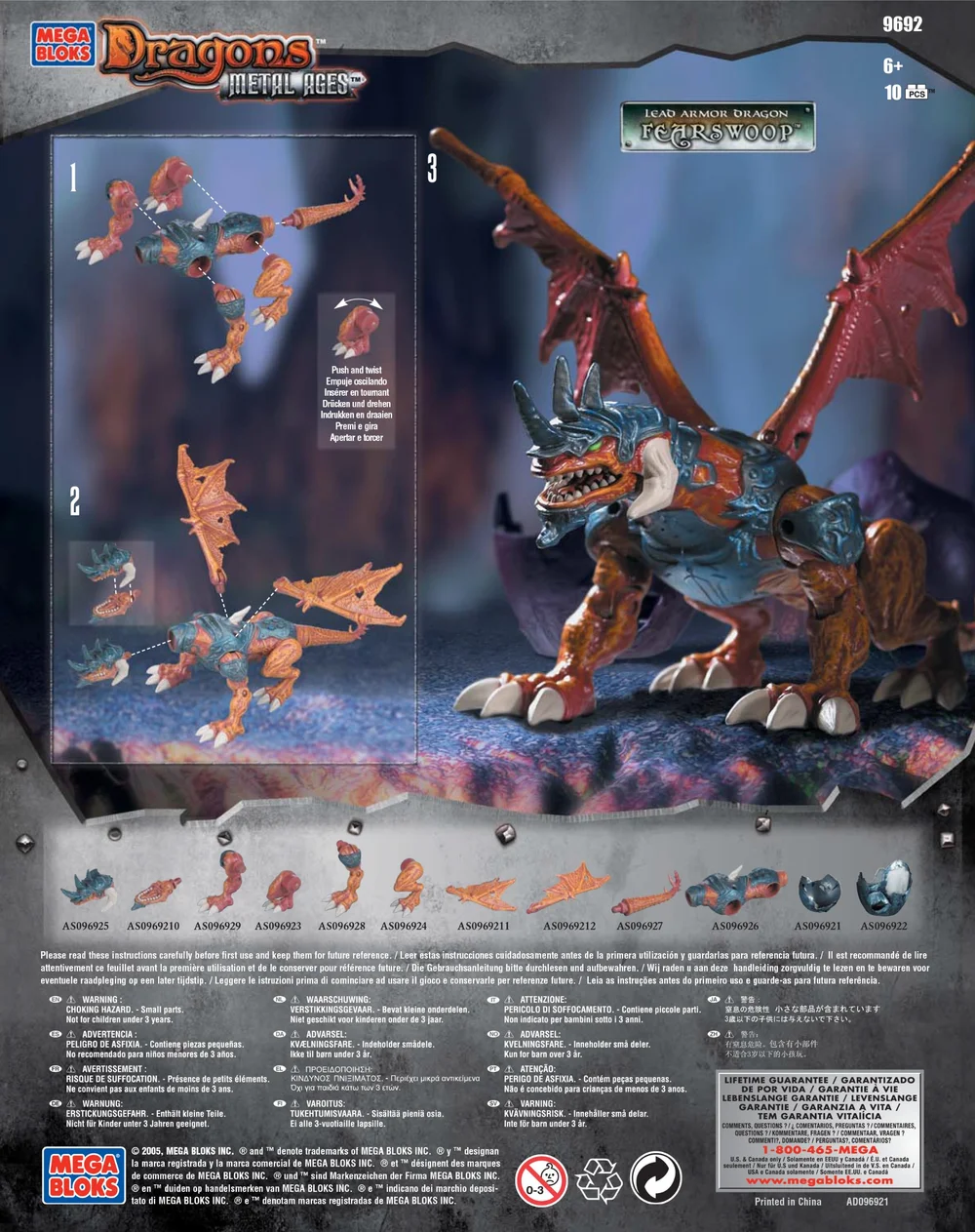 Instruction booklet for 9692 Fearswoop Lead Armour Dragon