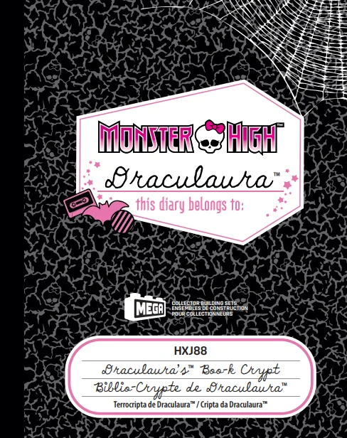 Instruction booklet for HXJ88 Monster High Draculaura's Boo-k Crypt Building Toy Kit